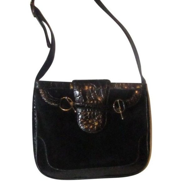 Gucci Black Crocodile & Leather Snaffle Horse-bit Hobo